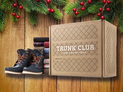 Trunk club gift card with christmas background.