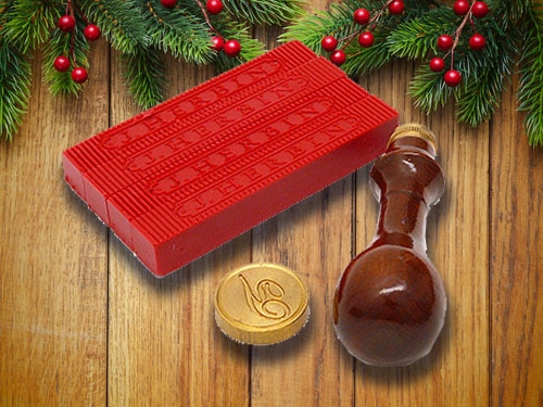 Wax seal set with christmas background.