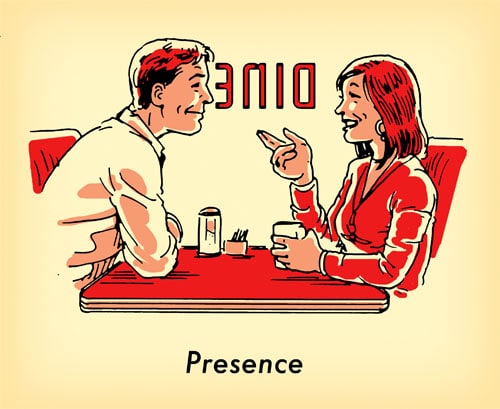 Man woman together at old school diner illustration.