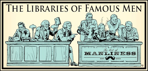 Libraries of famous men illustration.