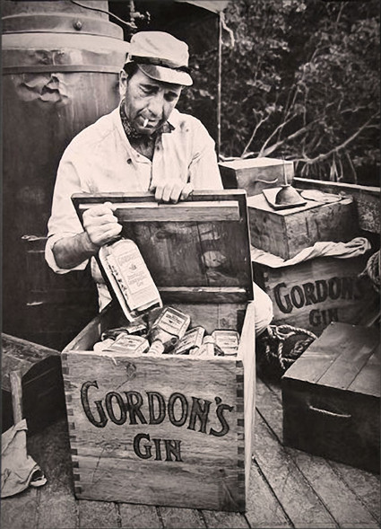 humphrey bogart african queen gordon's gin box