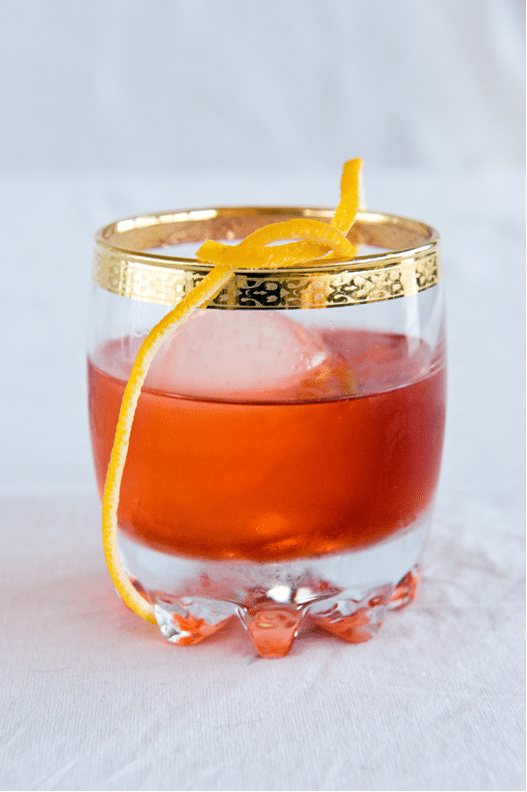 Gin Negroni with orange peel twist. 