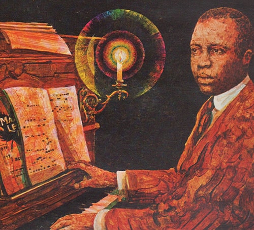 Scott Joplin painting jazz musician pianist playing piano.