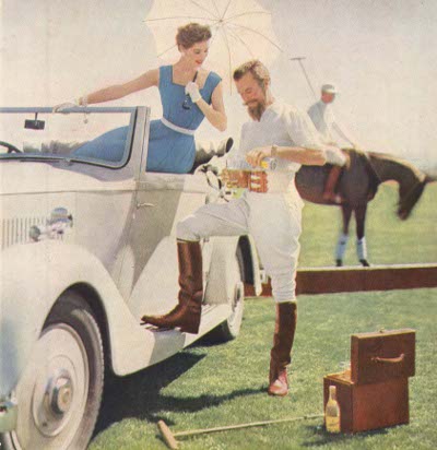 Vintage sweppes ad advertisement with a woman in a white car.