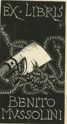benito mussolini bookplate ex libris