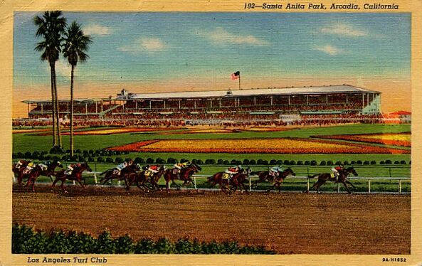 Horse racing illustration in California. 