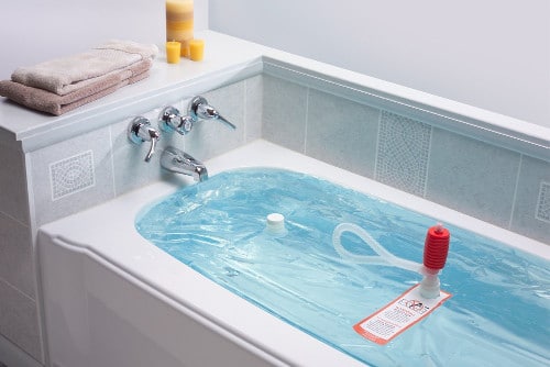 WaterBOB system for emergency water in bath tub. 