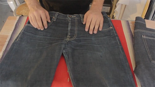 whiskers fading on raw selvedge denim