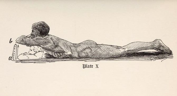 Vintage strongman doing spine raise illustration. 