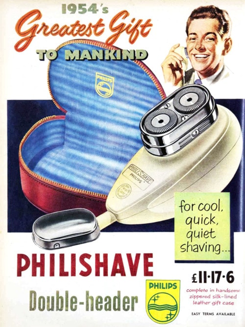 Vintage Phillips Philishave electric razor shaver ad advertisement.