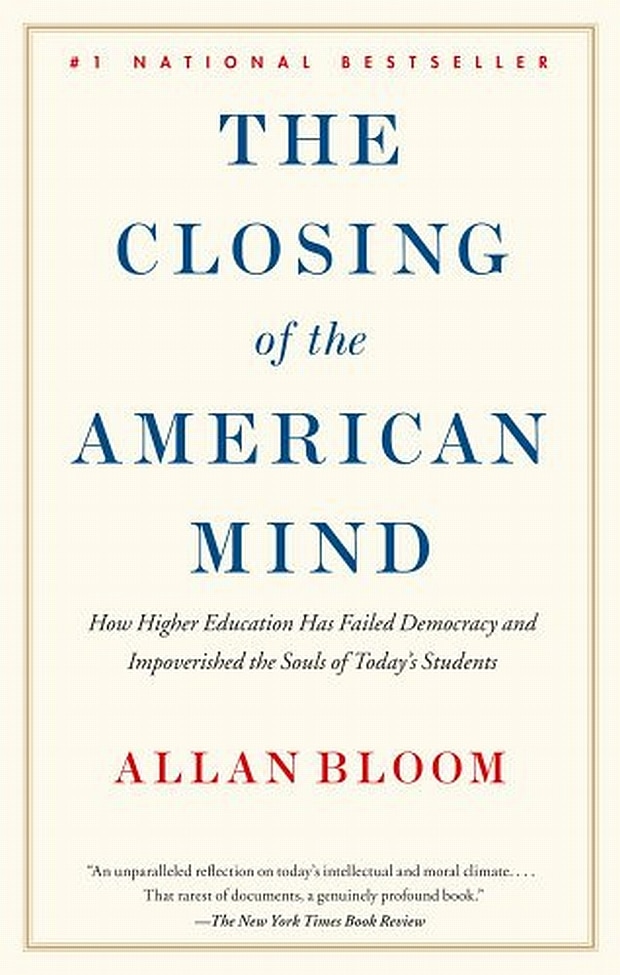 Book cover,The Closing of the American Mind by Allan Bloom.