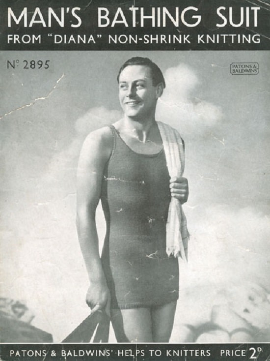 Man in bathing suit illustration.