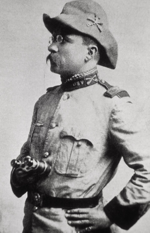 Teddy Theodore standing in battle uniform.