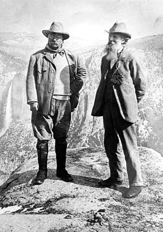 Teddy Theodore with John Muir in valley.
