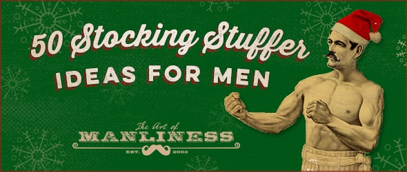 Christmas Gift Guide Header for men with green Background.