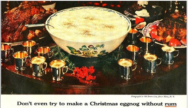 Vintage ad advertisement eggnog rum cocktail.