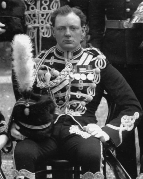 Young Winston Churchill hussars wearing uniform. 