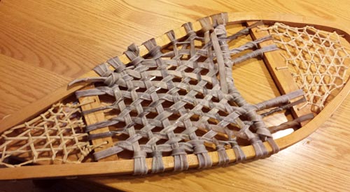 Newly-laced footbed. It will lighten and shrink as it dries.
