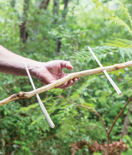 homemade stick cooking spit