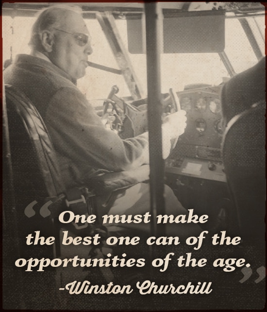 Quote by Winston Churchill Sittng in the Airplane.