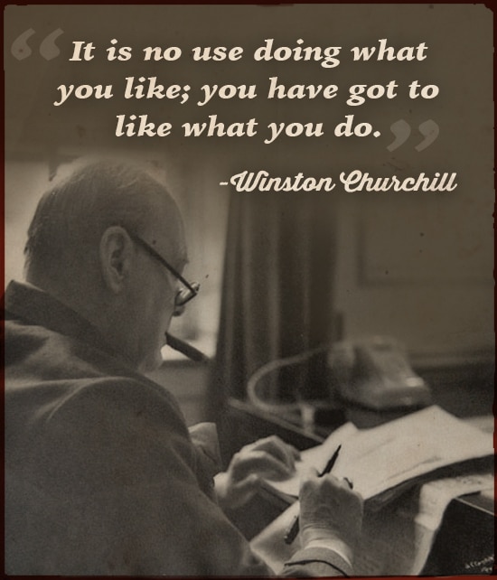 Winston Churchill Quote no use doing what you like. 