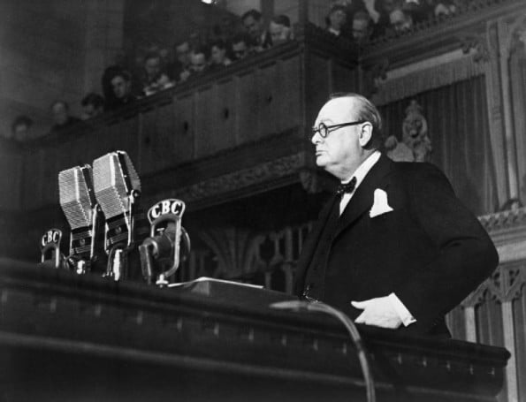 Churchill Delivering Speech.