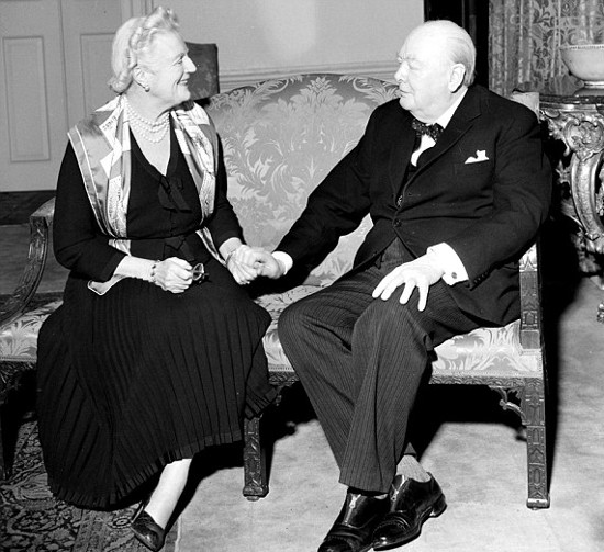 winston and clementine churchill sitting on small couch