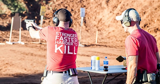 pistol training at shooting range atomic athlete vanguard