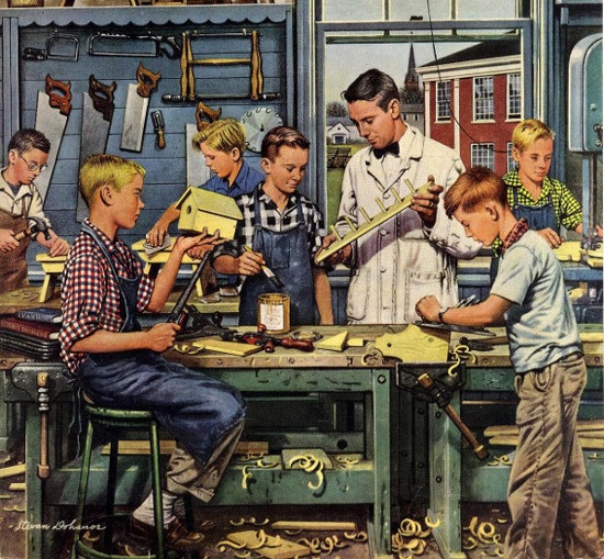 vintage shop class woodworking painting