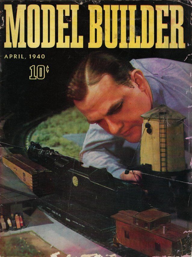 Model builder magazine cover april 1940 train track.