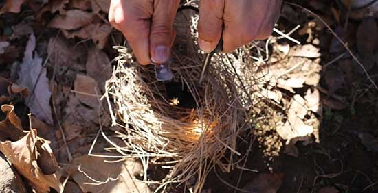 starting fire without matches flint steel firestarter