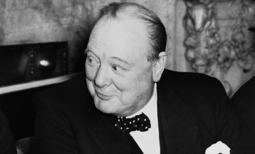 winston churchill looking to the side smirking