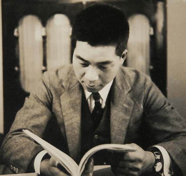 Vintage man reading book. 