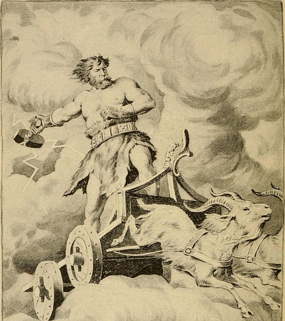 Thor god of thunder and lightning illustration.
