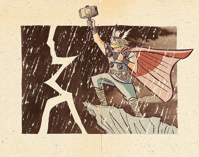 Thor and his mjolnir illustration.