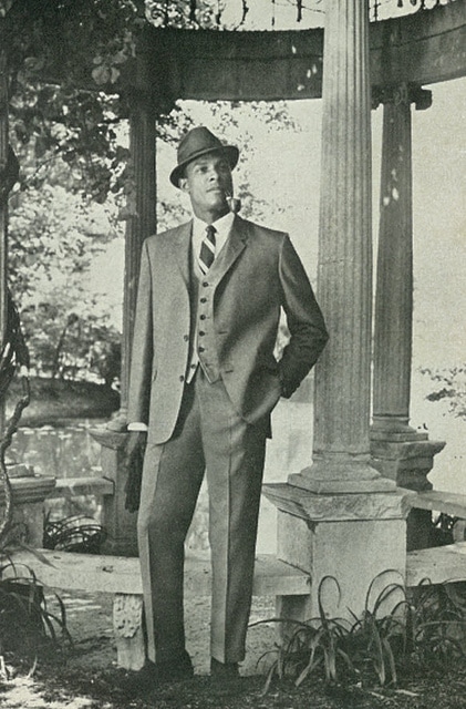 Vintage african american black man wearing 3 piece suit.