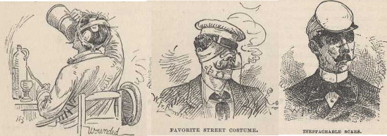 vintage illustrations men with bandages over dueling wounds