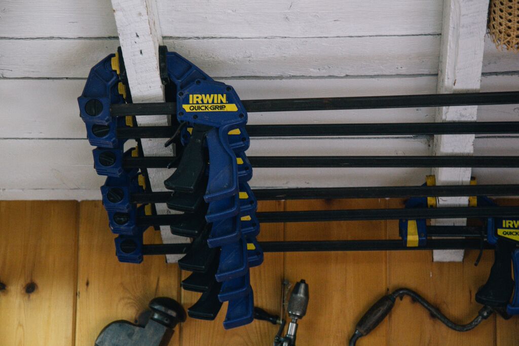 Irwin's Clamps Clamped on wood.