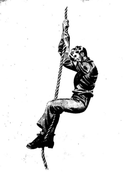 Vintage WWII illustration climbing rope.