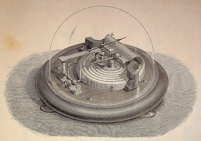 Vintage aneroid barometer illustration.