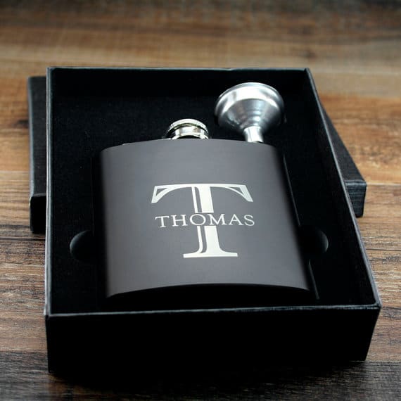 Customised monogrammed flask groomsmen gift.