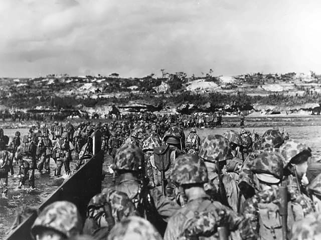 Marines begin battle of Okinawa beaches.