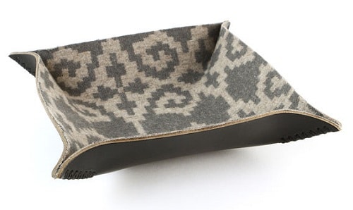 catchall valet tray leather with pendleton wool lining