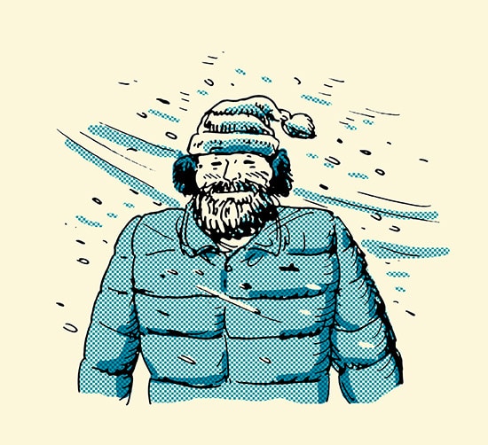 homem com barba curta no sorriso ilustração neve