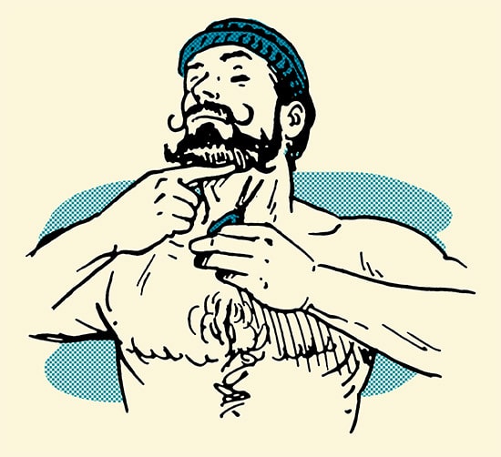 homem aparando a barba com a tesoura ilustração