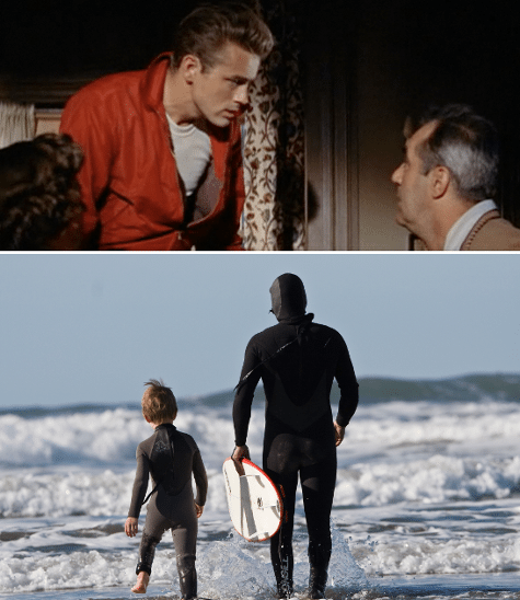 rebel without a cause son surfing with dad juxtaposition