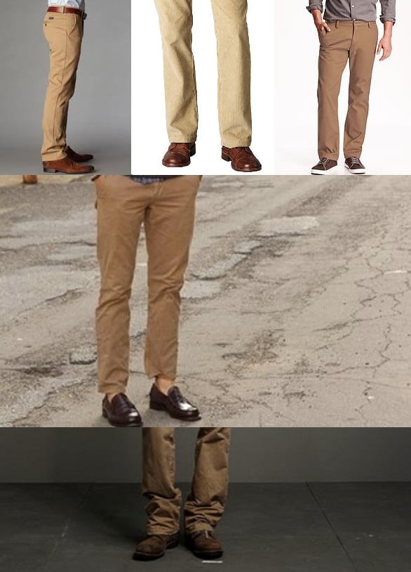 black polo khaki pants brown shoes