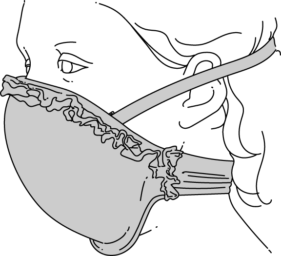 Bra cup debris mask survival hack illustration.