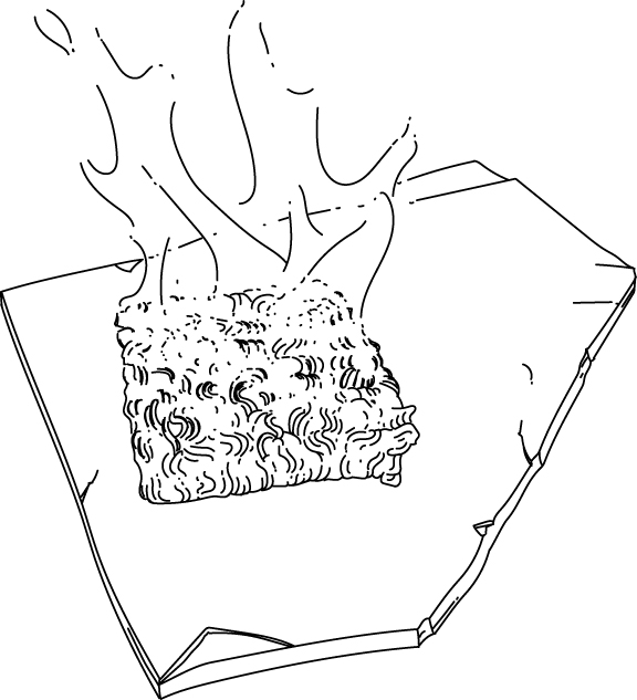 Ramen noodle stove survival hack illustration.