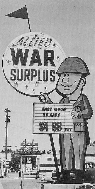 Vintage army navy surplus store sign.